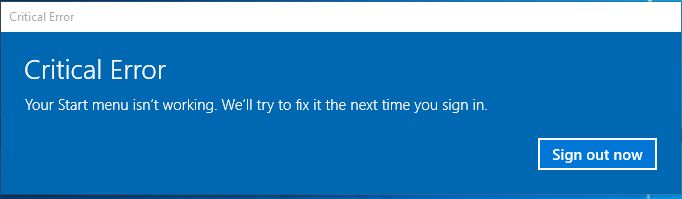 Start Menu Error