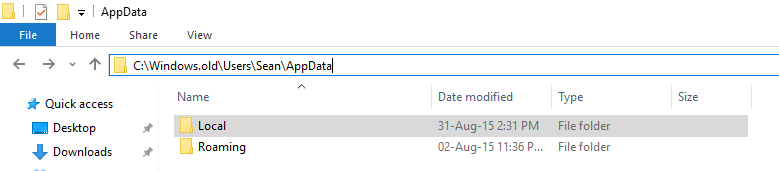 Windows Old AppData