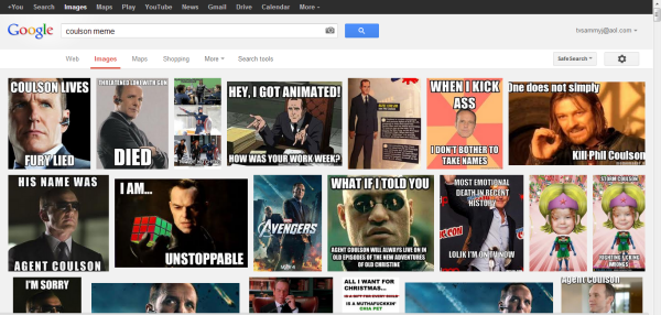 Image screenshot of various Agent Coulson memes.