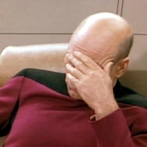 Captain Picard from Star Trek facepalming
