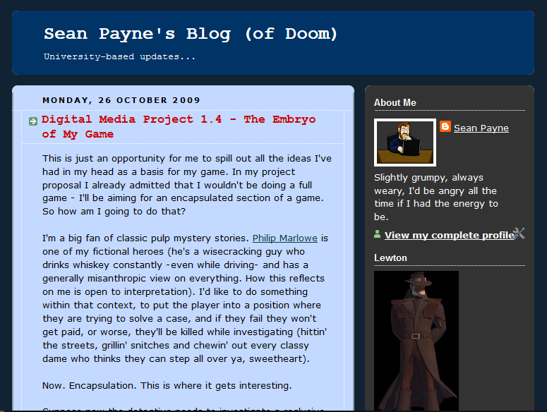 A screenshot of the Blog (of Doom)